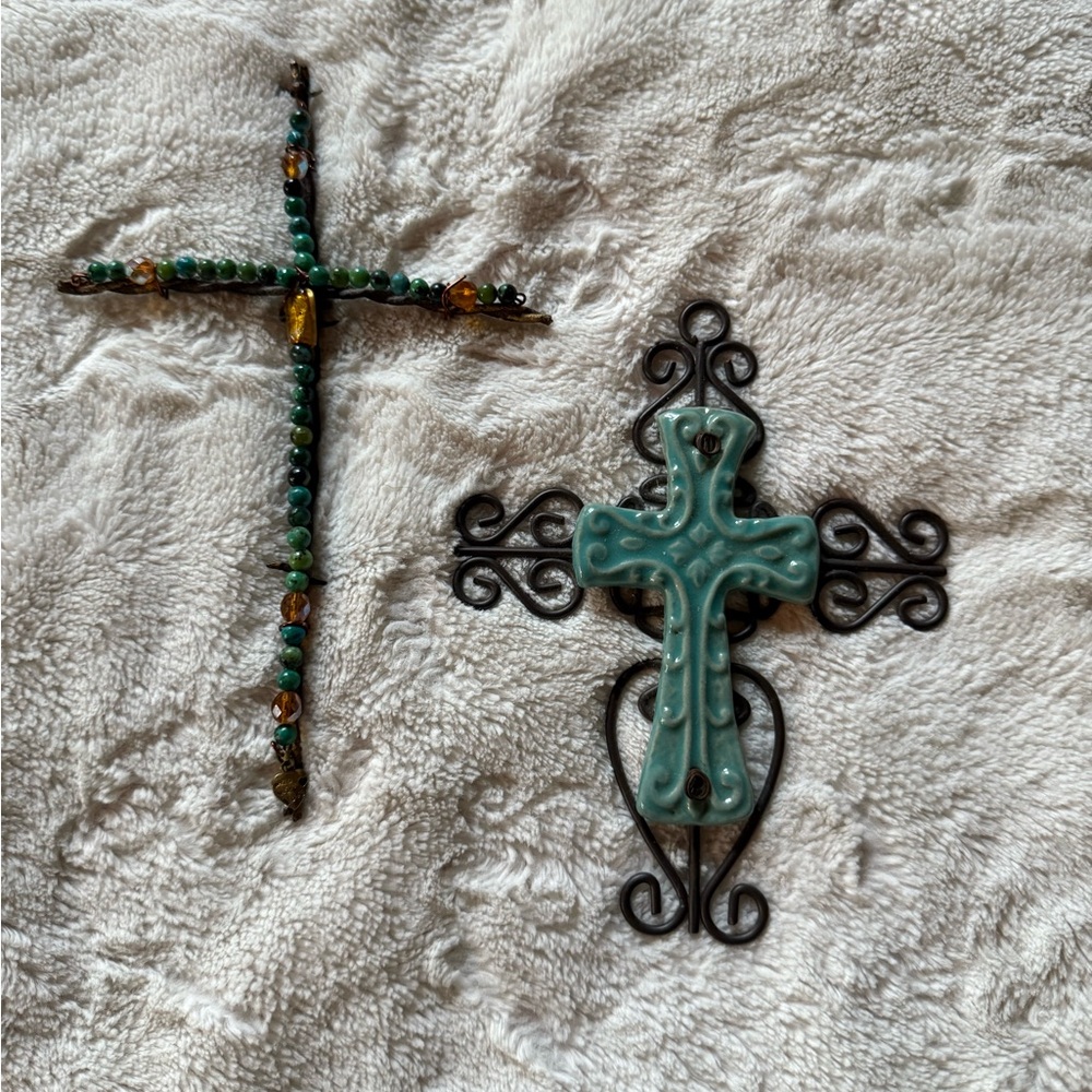 Decorative Cross Set with Beads and Ceramic